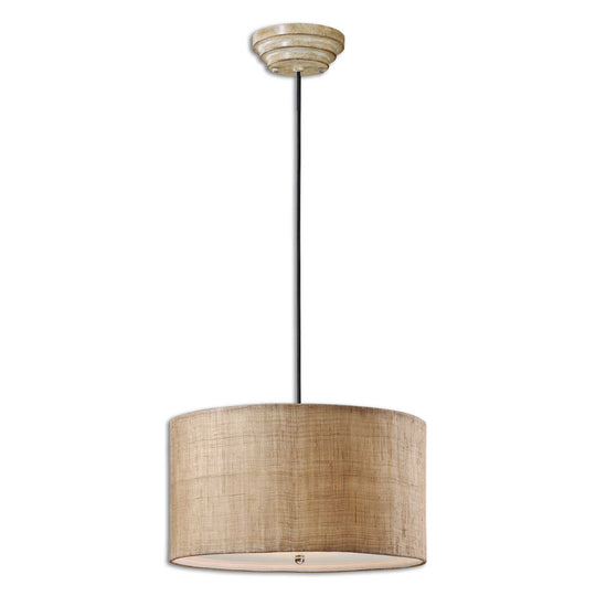 American Home Furniture Uttermost Dafina 3 Light Burlap Drum Pendant