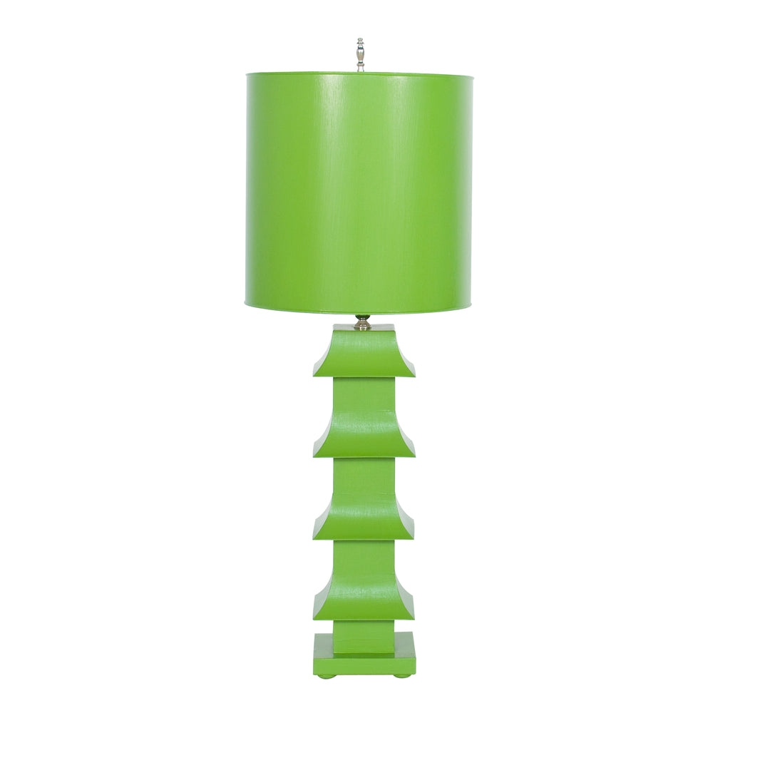 Green Tole Pagoda Lamp - LMPHG