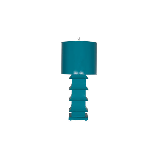 Pagoda Lamp Large W. Metal Shade Turquoise - LMPHL-TU