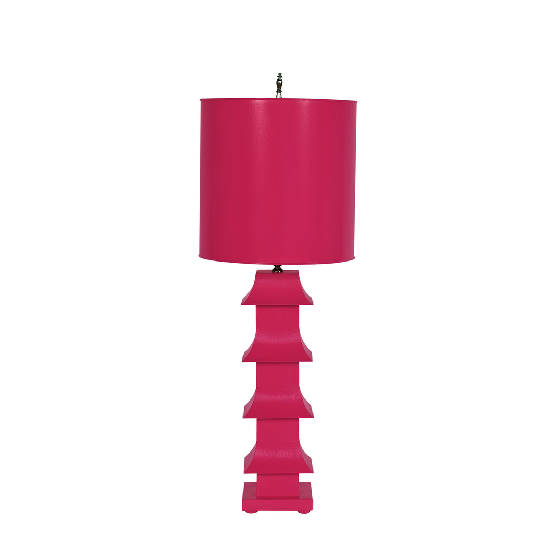 Hot Pink Tole Pagoda Lamp - LMPHPI