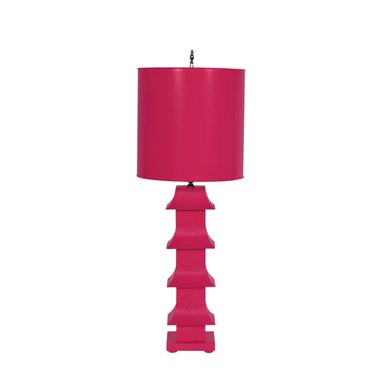 Hot Pink Tole Pagoda Lamp - LMPHPI