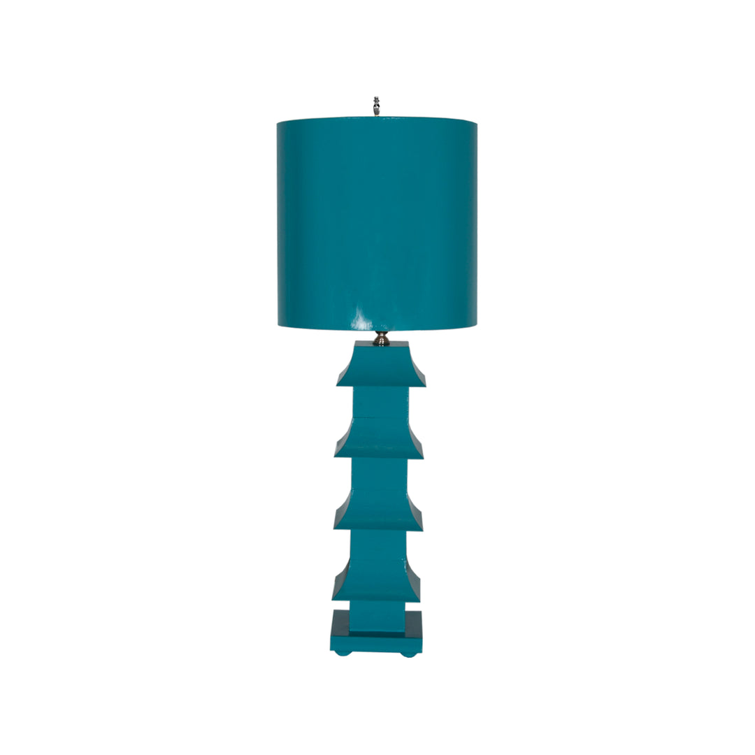 Turquoise Tole Pagoda Lamp - LMPHTU