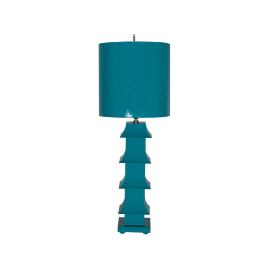 Turquoise Tole Pagoda Lamp - LMPHTU