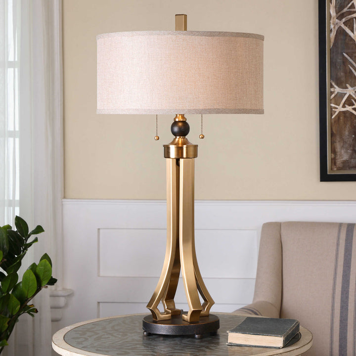 American Home Furniture Uttermost Selvino Brushed Brass Table Lamp
