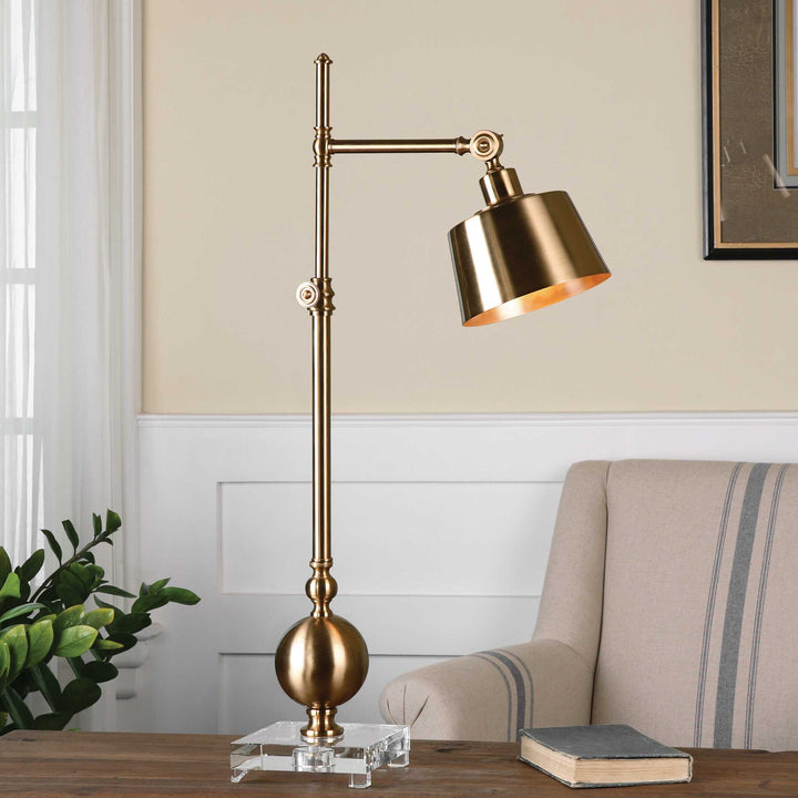American Home Furniture Uttermost Laton Brushed Brass Task Lamp
