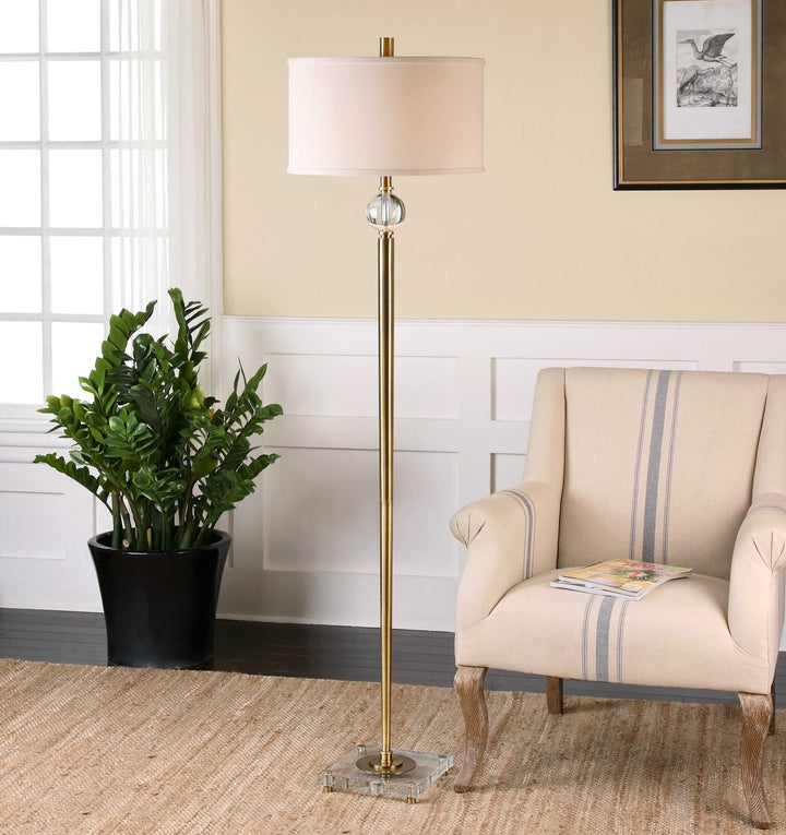 American Home Furniture Uttermost Mesita Brass Floor Lamp