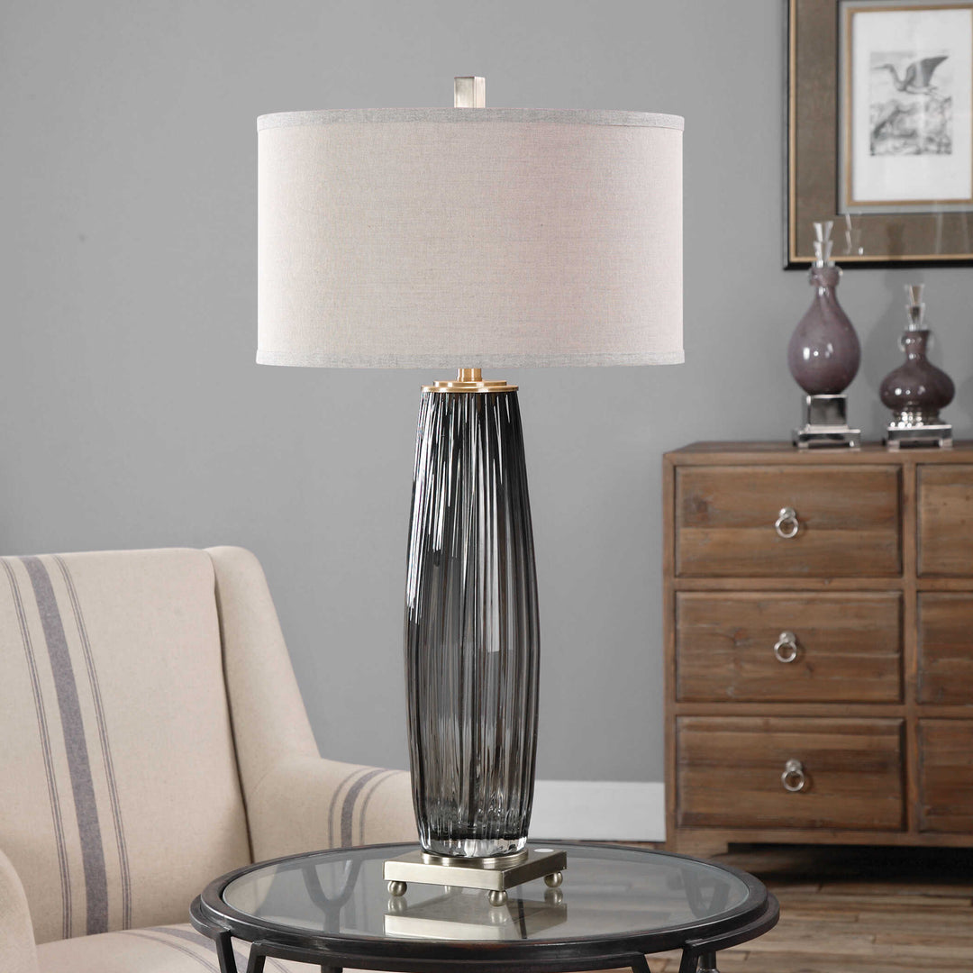 American Home Furniture Uttermost Vilminore Gray Glass Table Lamp