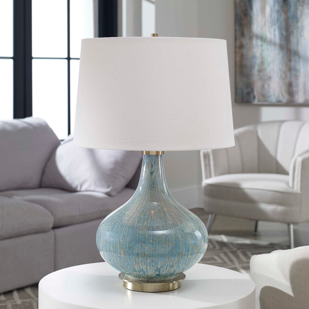 American Home Furniture Uttermost Celinda Blue Gray Glass Lamp