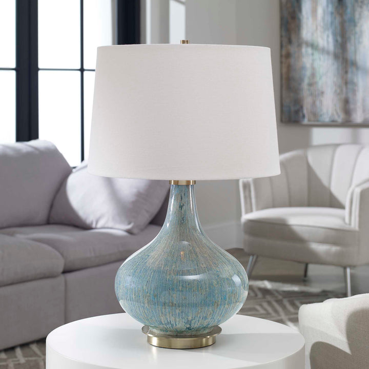 American Home Furniture Uttermost Celinda Blue Gray Glass Lamp