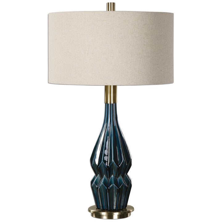 American Home Furniture Uttermost Prussian Blue Ceramic Lamp