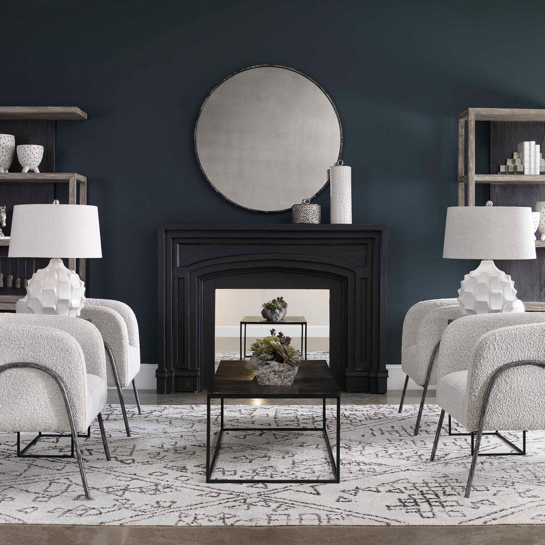 American Home Furniture Uttermost Guerina Scalloped White Lamp