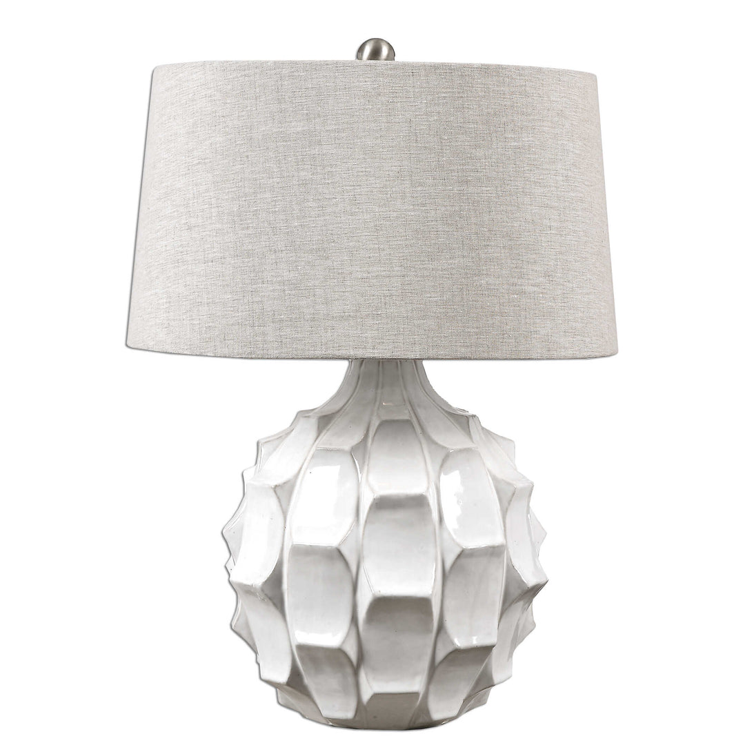 American Home Furniture Uttermost Guerina Scalloped White Lamp