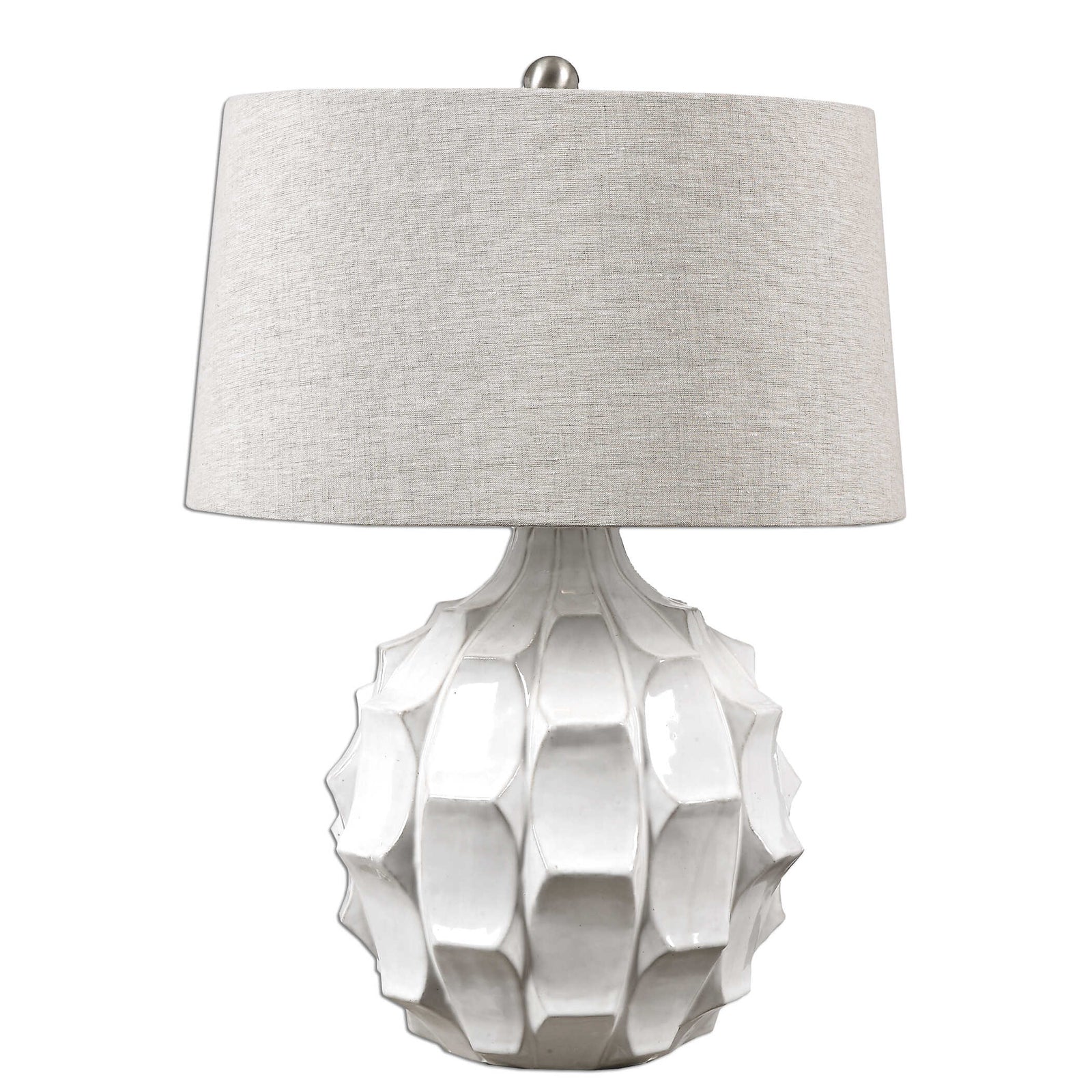 American Home Furniture Uttermost Guerina Scalloped White Lamp
