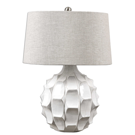 American Home Furniture Uttermost Guerina Scalloped White Lamp