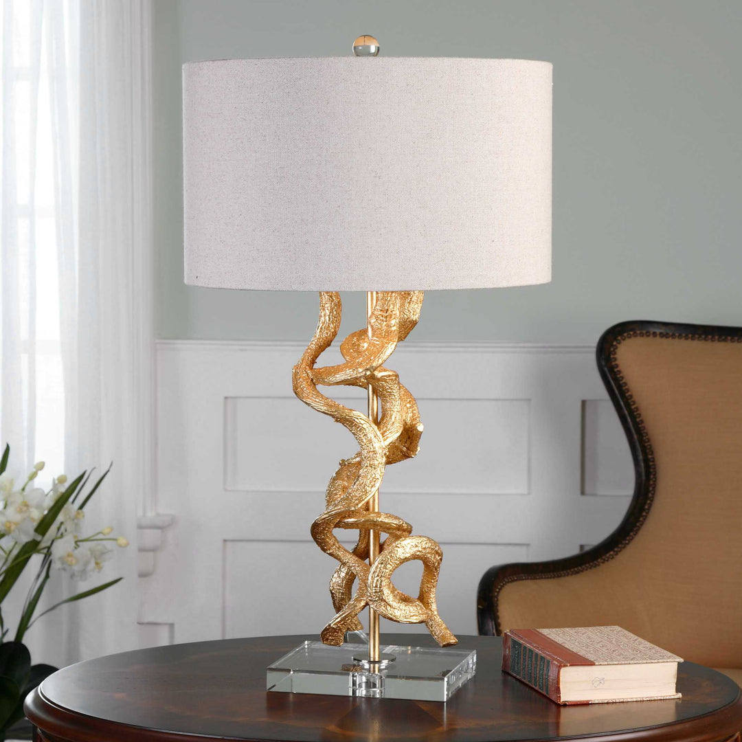 American Home Furniture Uttermost Twisted Vines Gold Table Lamp