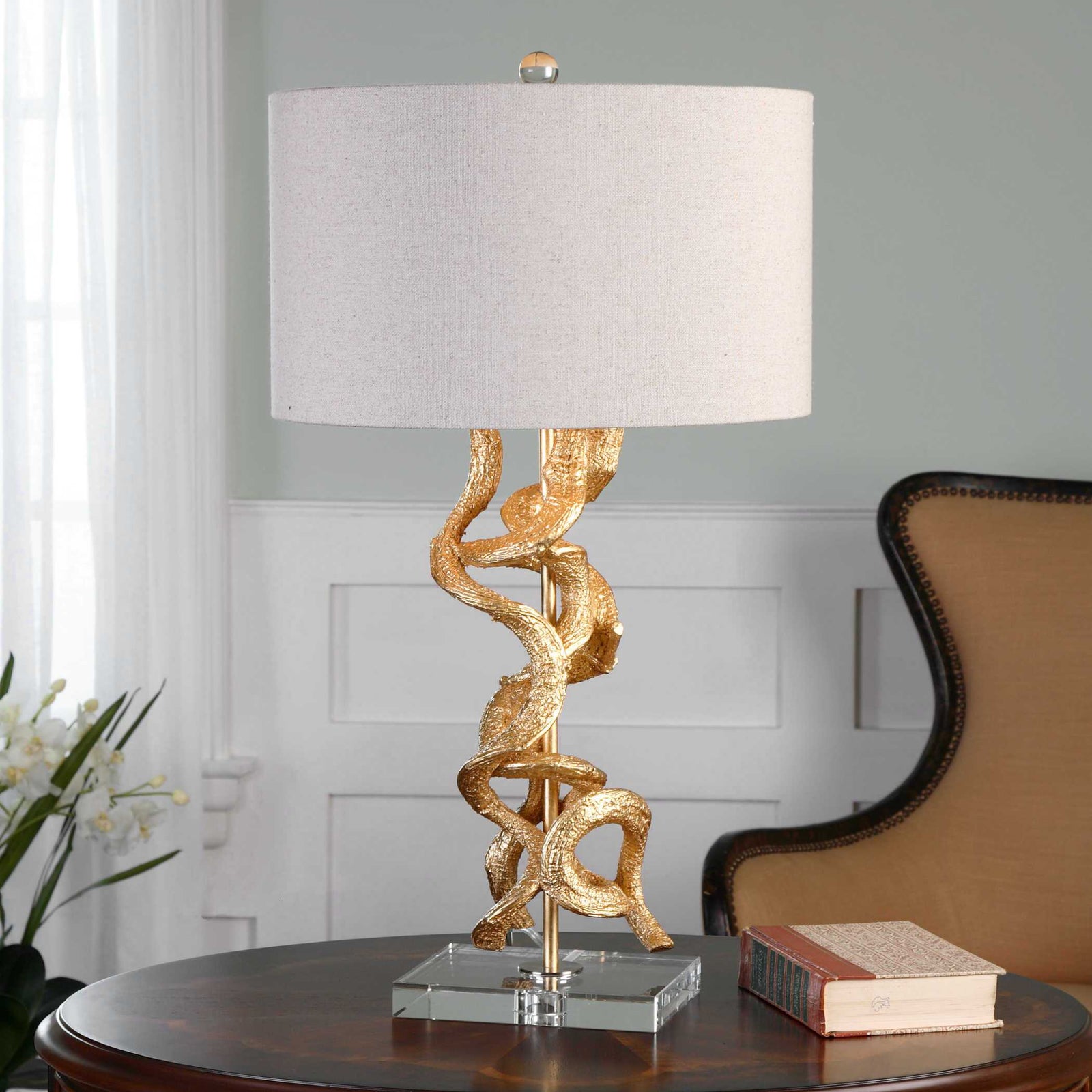 American Home Furniture Uttermost Twisted Vines Gold Table Lamp