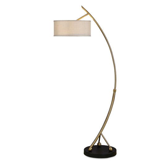 American Home Furniture Uttermost Vardar Curved Brass Floor Lamp