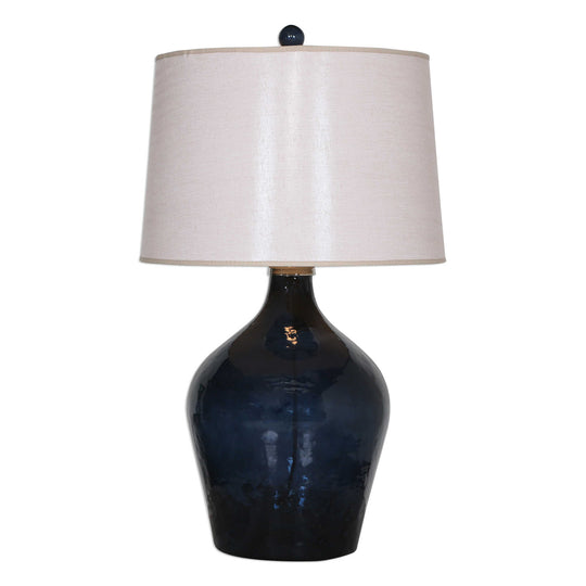 American Home Furniture Uttermost Lamone Blue Glass Lamp