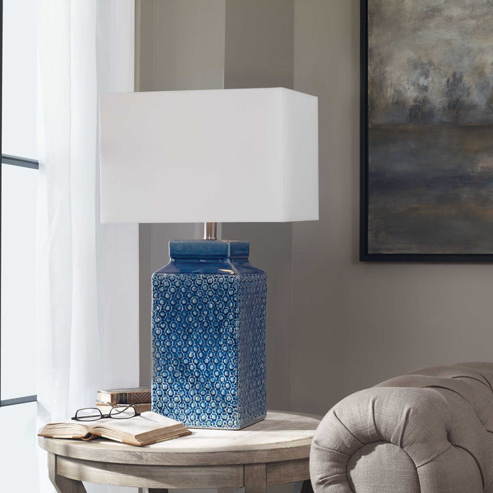 American Home Furniture Uttermost Pero Sapphire Blue Lamp