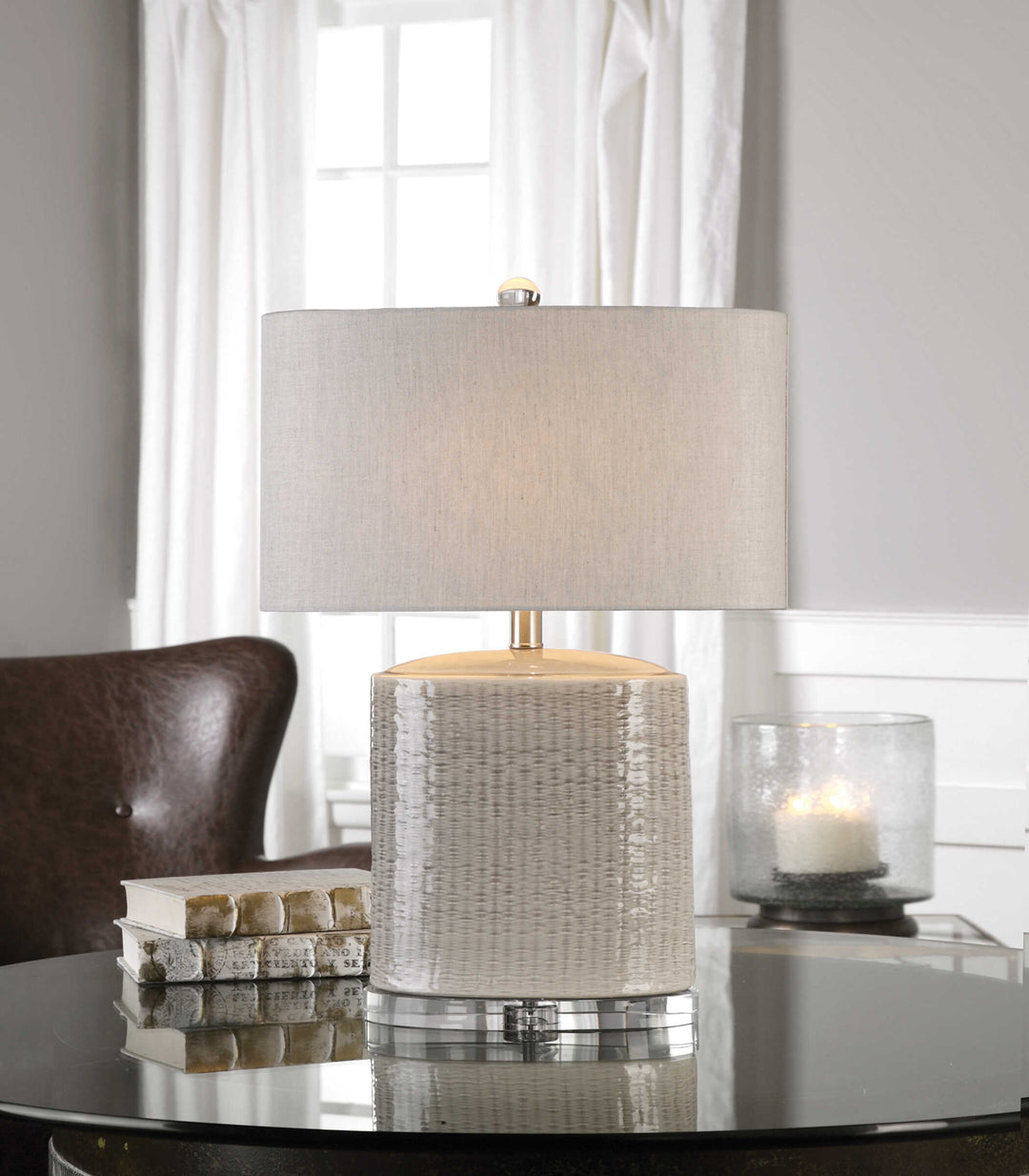 American Home Furniture Uttermost Modica Taupe Ceramic Lamp
