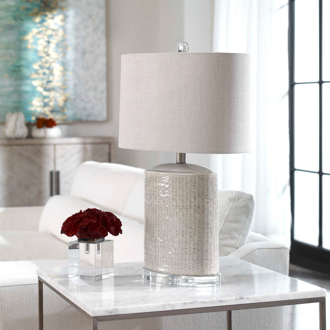 American Home Furniture Uttermost Modica Taupe Ceramic Lamp