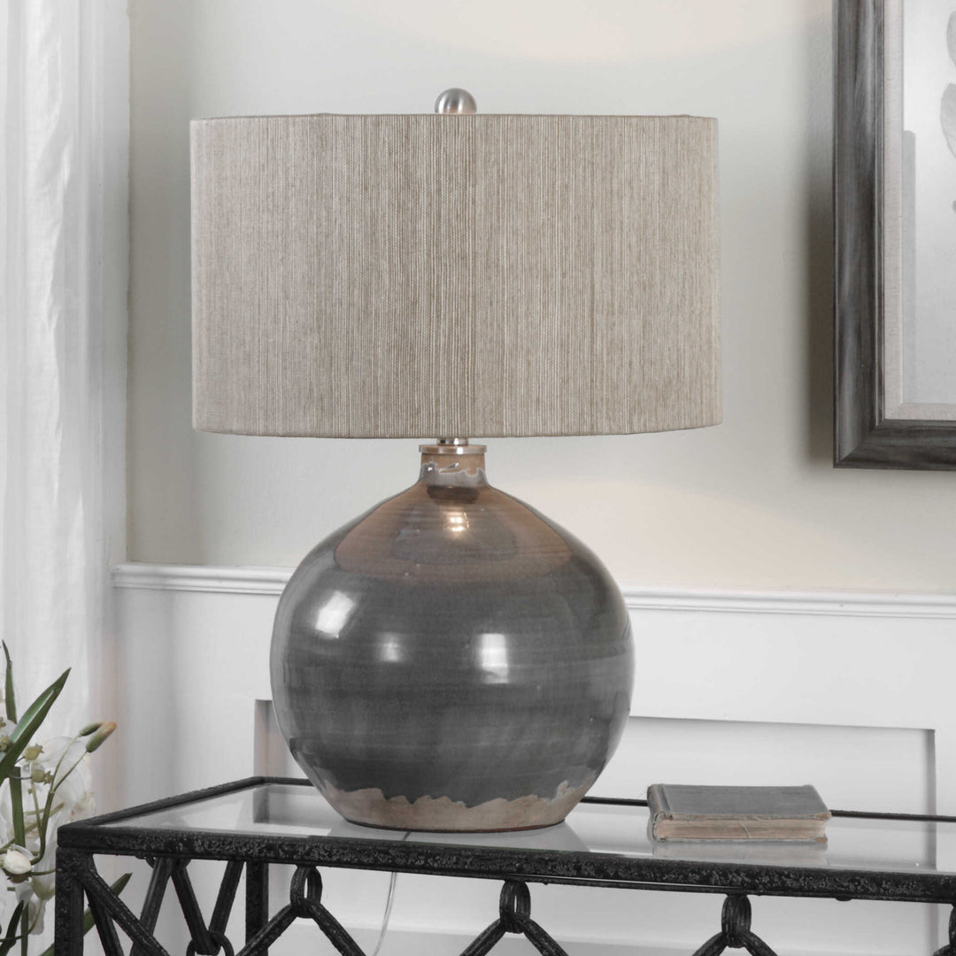 American Home Furniture Uttermost Vardenis Gray Ceramic Lamp