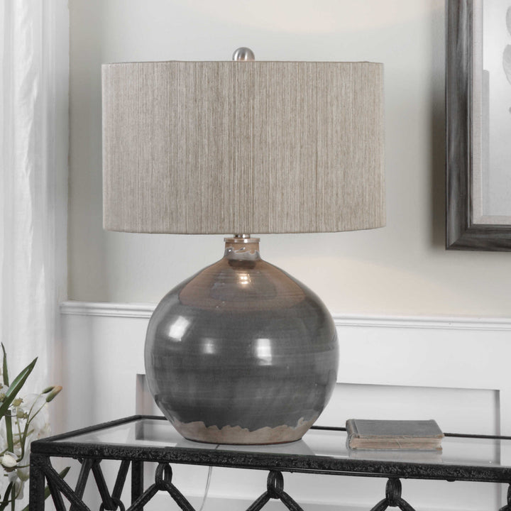American Home Furniture Uttermost Vardenis Gray Ceramic Lamp