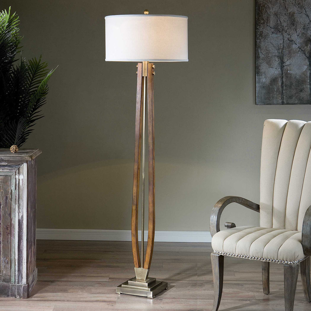 American Home Furniture Uttermost Boydton Burnished Wood Floor Lamp