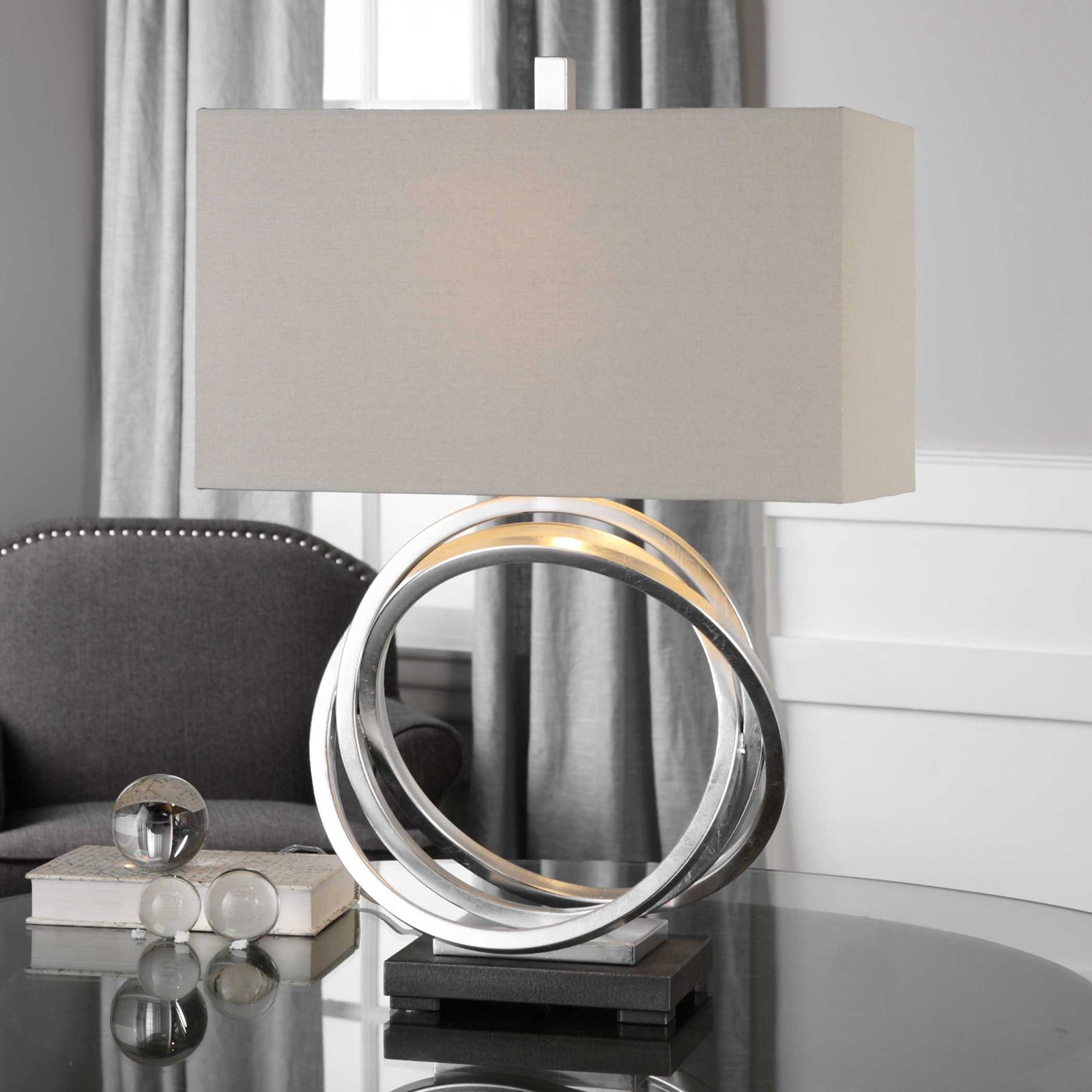 American Home Furniture Uttermost Soroca Silver Rings Lamp