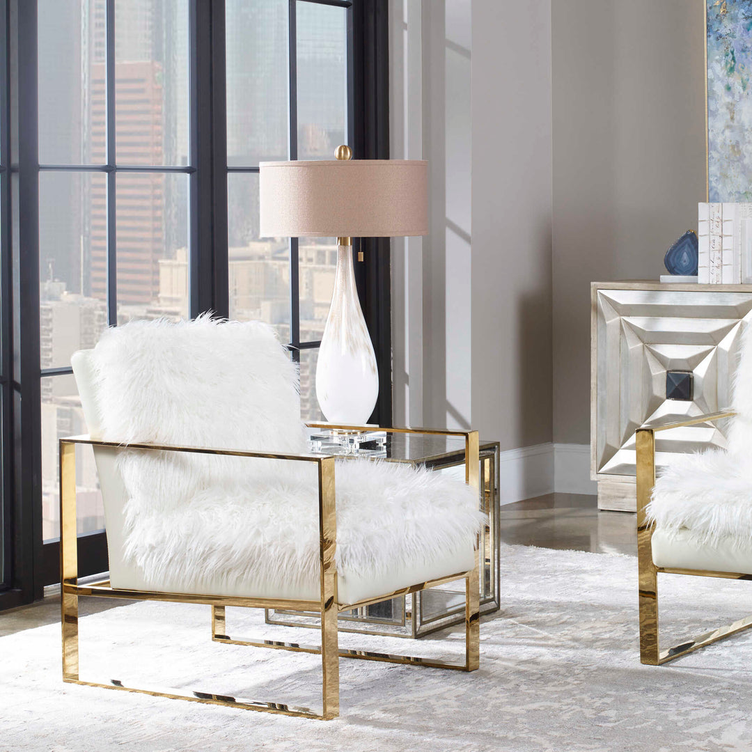 American Home Furniture Uttermost Cardoni White Glass Table Lamp