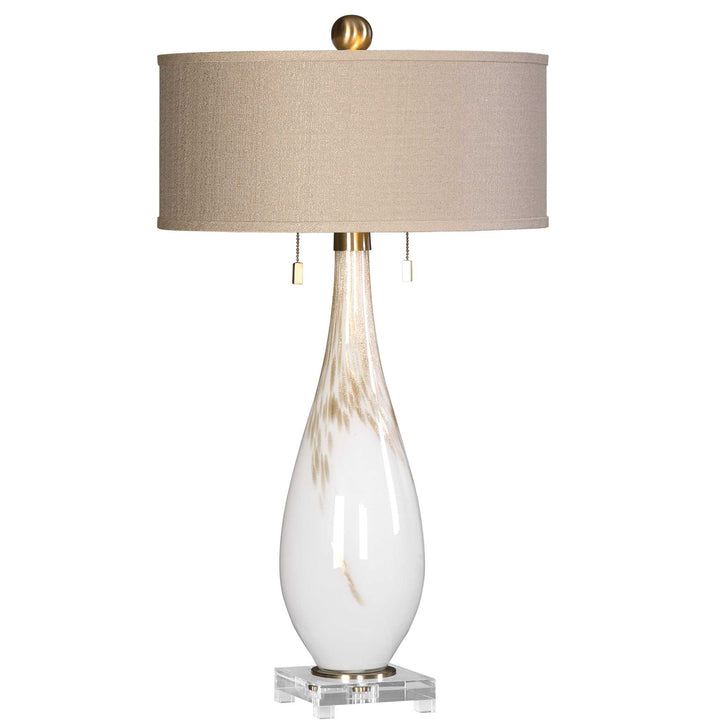 American Home Furniture Uttermost Cardoni White Glass Table Lamp
