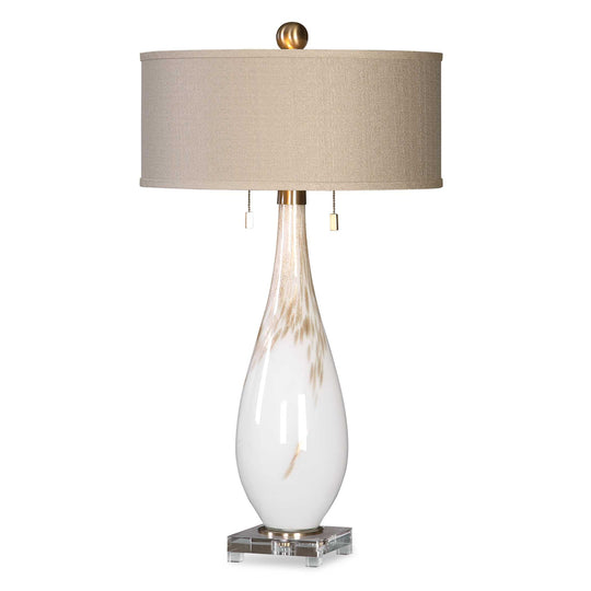 American Home Furniture Uttermost Cardoni White Glass Table Lamp