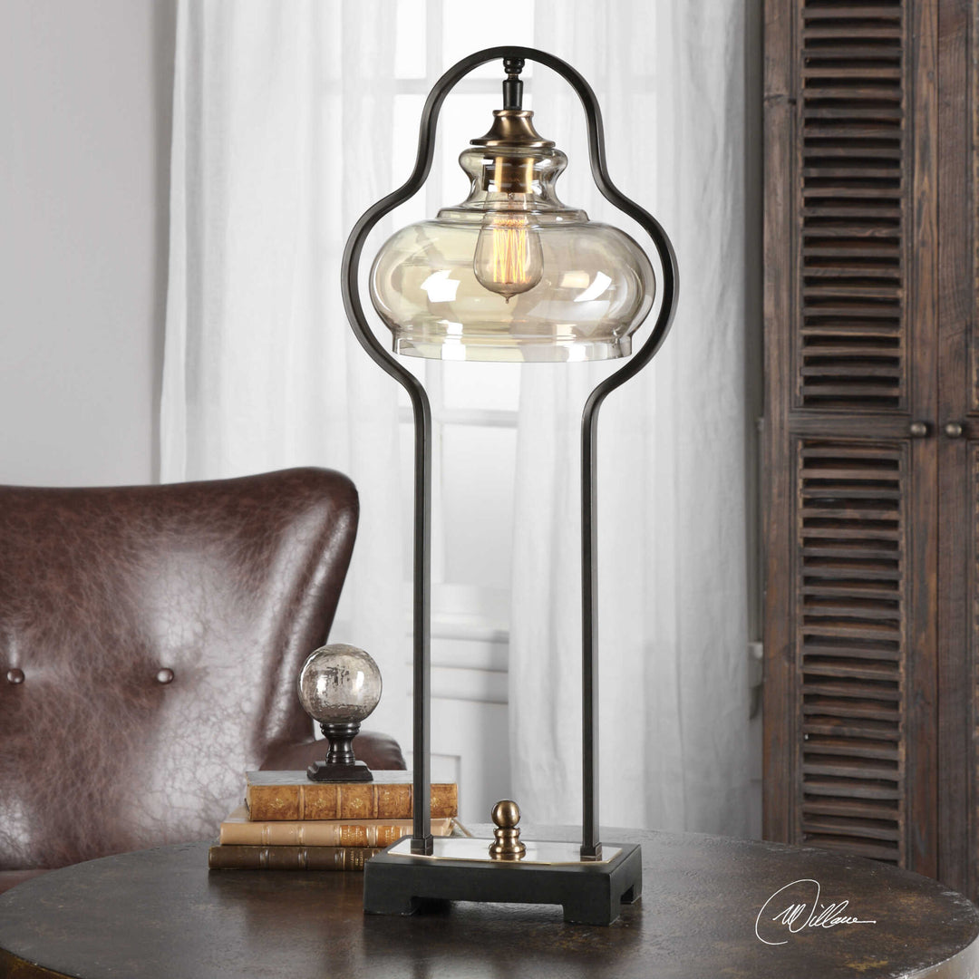 American Home Furniture Uttermost Cotulla Aged Black Desk Lamp