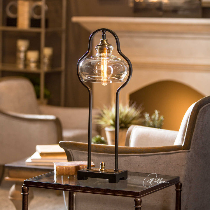 American Home Furniture Uttermost Cotulla Aged Black Desk Lamp