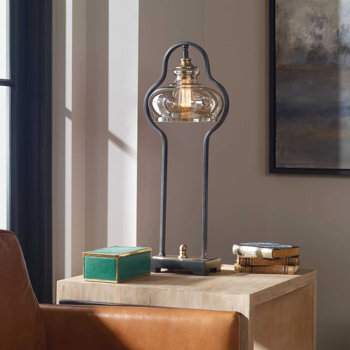 American Home Furniture Uttermost Cotulla Aged Black Desk Lamp