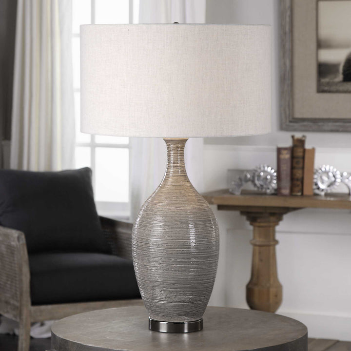 American Home Furniture Uttermost Dinah Gray Textured Table Lamp