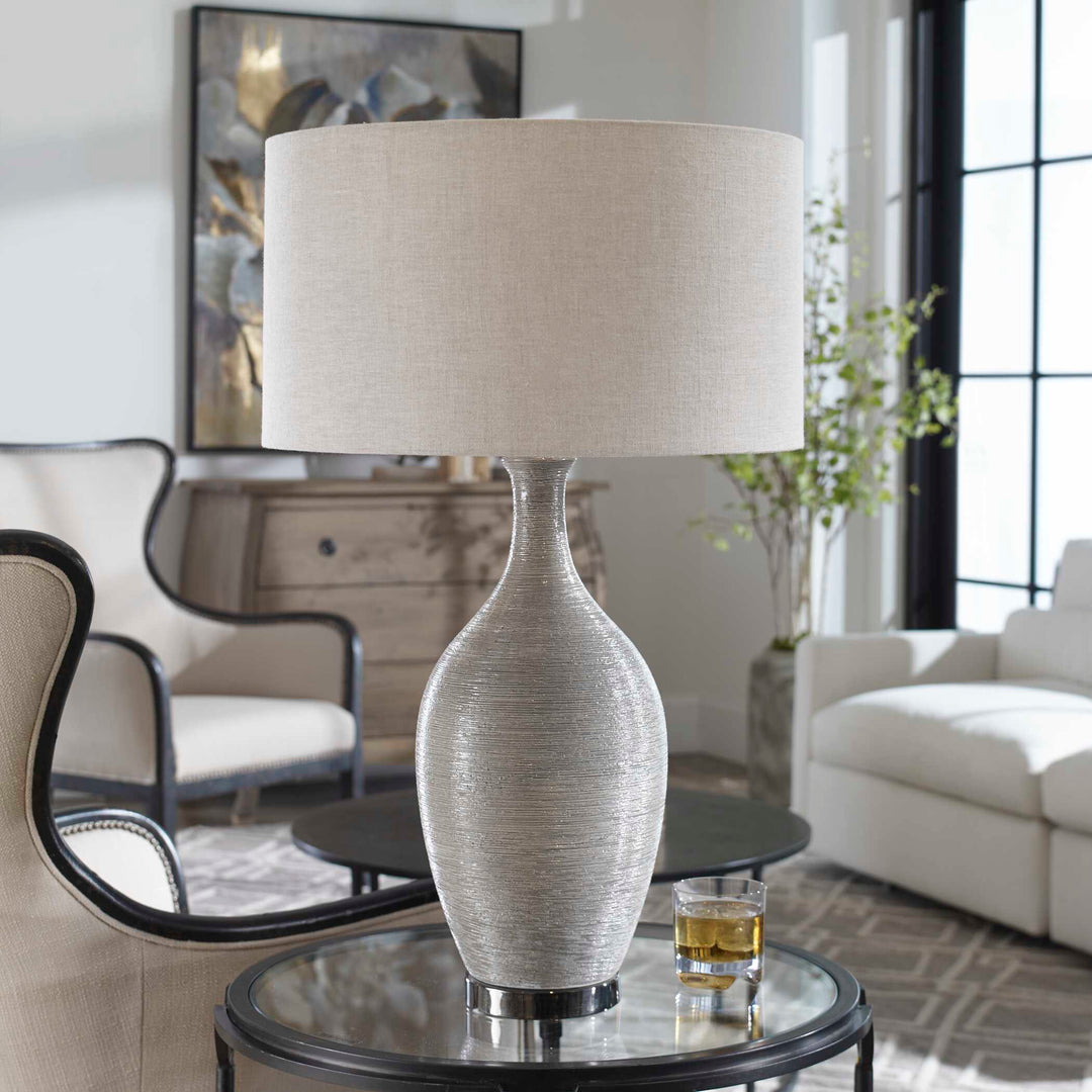 American Home Furniture Uttermost Dinah Gray Textured Table Lamp