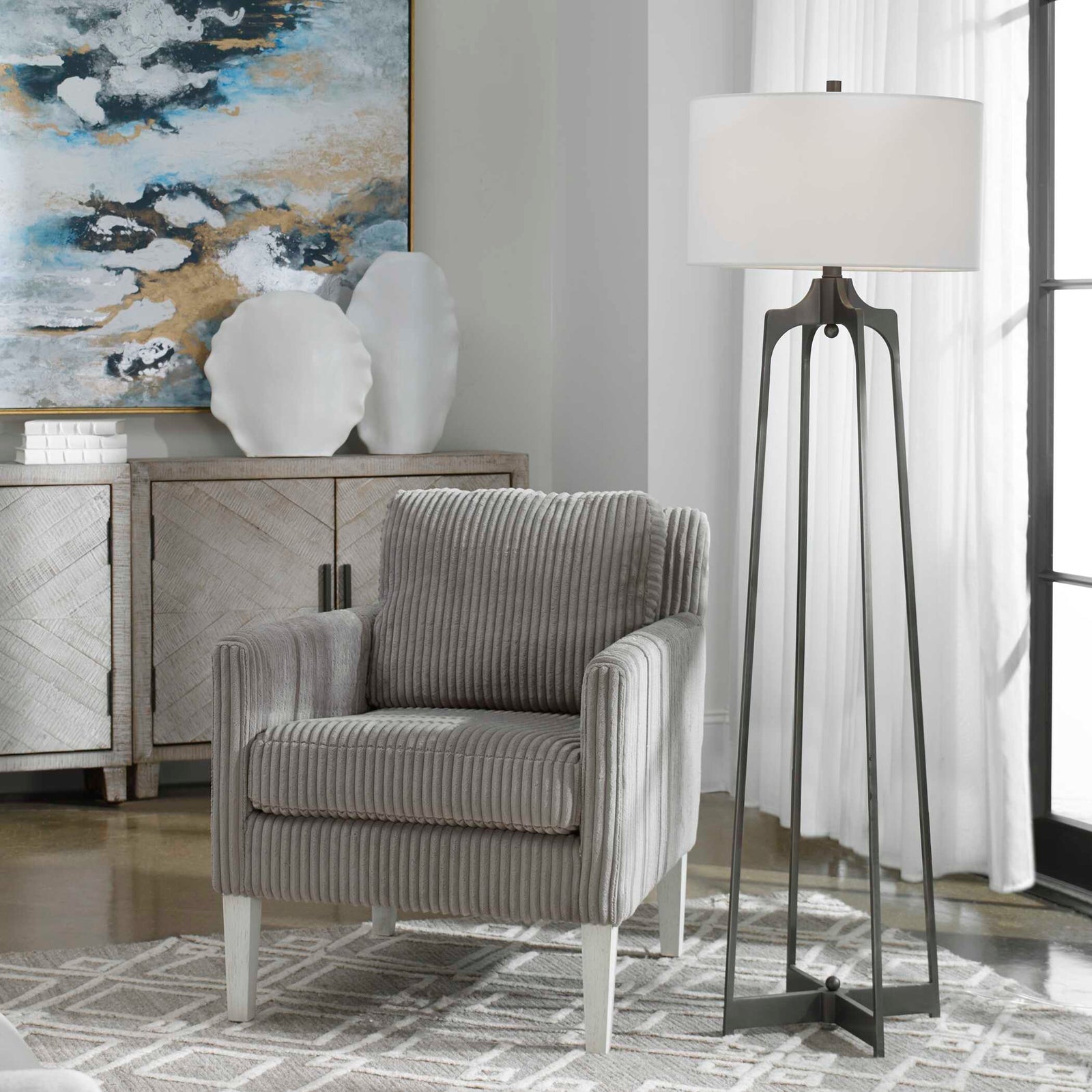American Home Furniture Uttermost Adrian Modern Floor Lamp