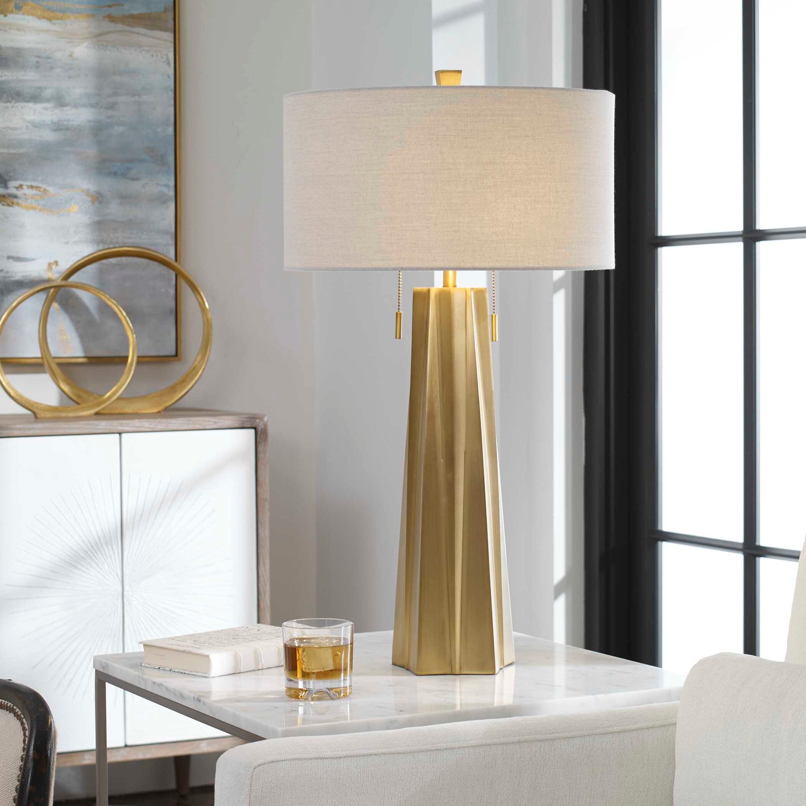 American Home Furniture Uttermost Maris Gold Table Lamp