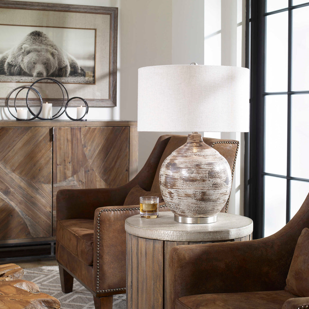 American Home Furniture Uttermost Tamula Distressed Ivory Table Lamp