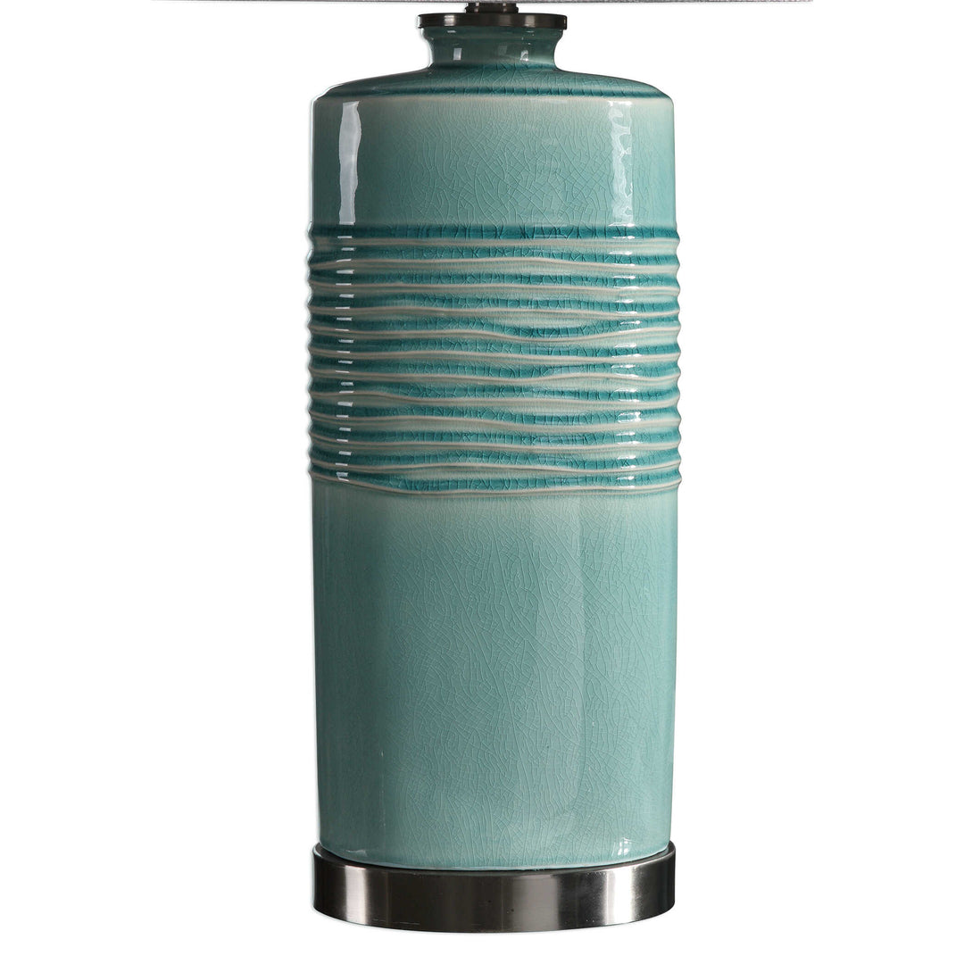 American Home Furniture Uttermost Rila Distressed Teal Table Lamp