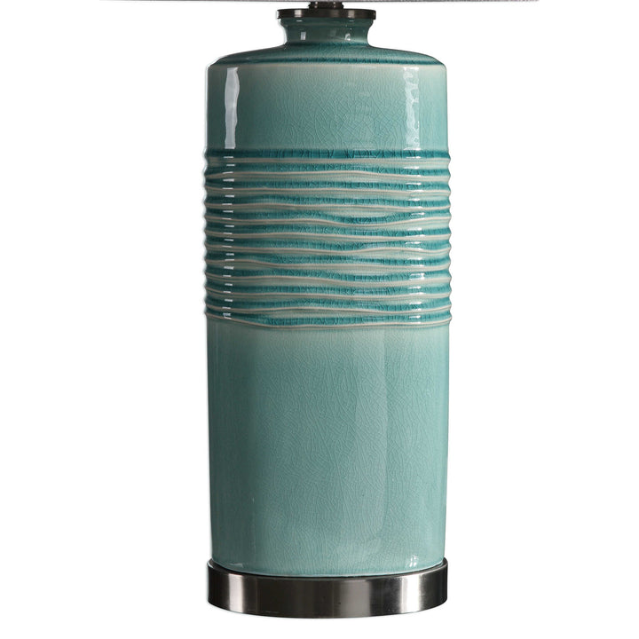 American Home Furniture Uttermost Rila Distressed Teal Table Lamp