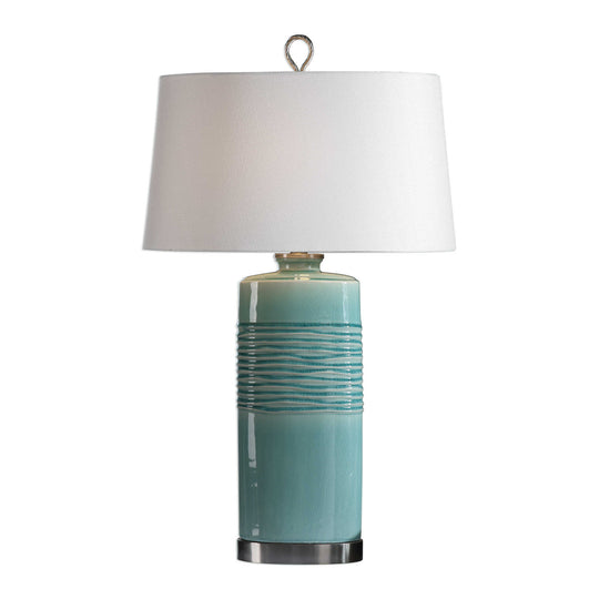 American Home Furniture Uttermost Rila Distressed Teal Table Lamp