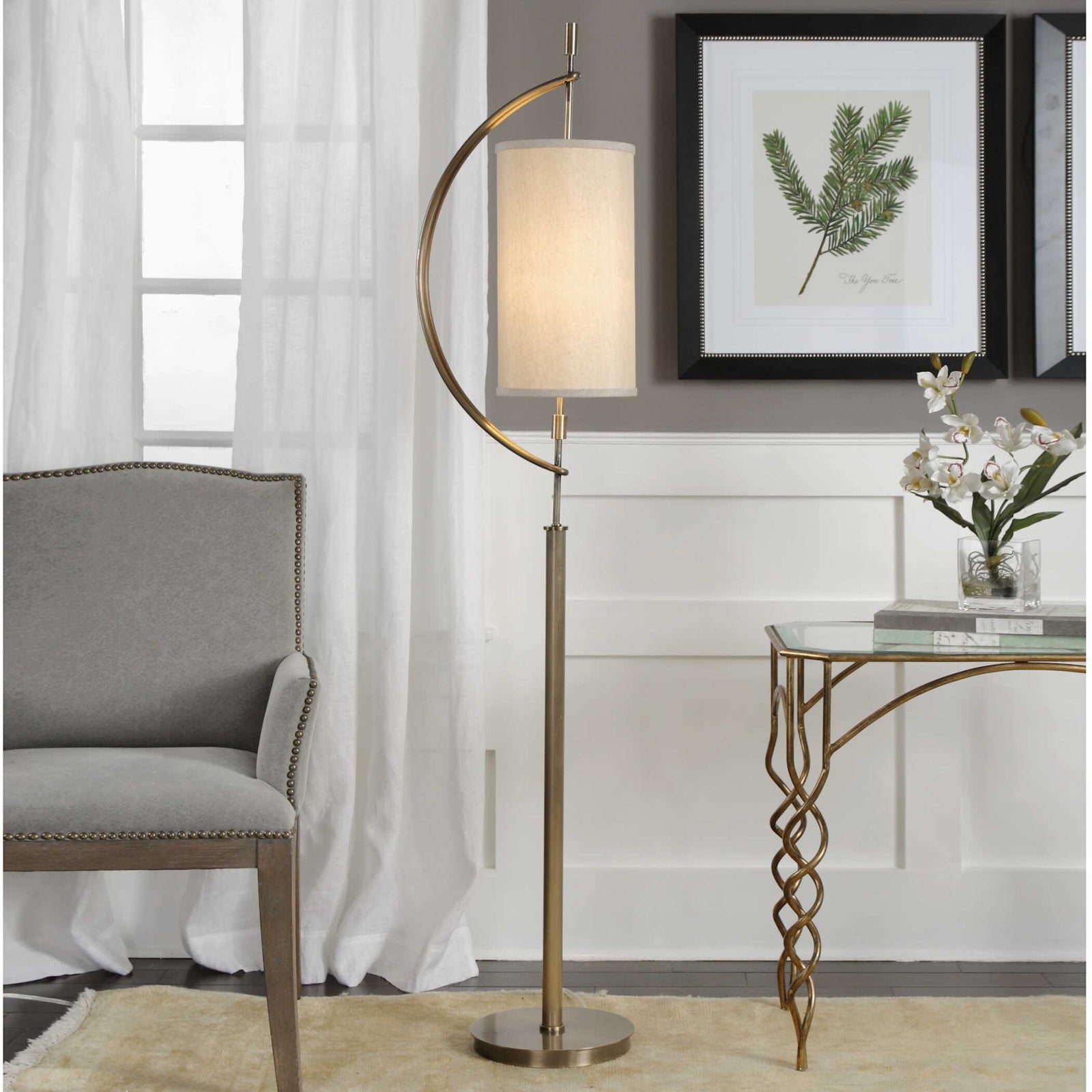 American Home Furniture Uttermost Balaour Antique Brass Floor Lamp