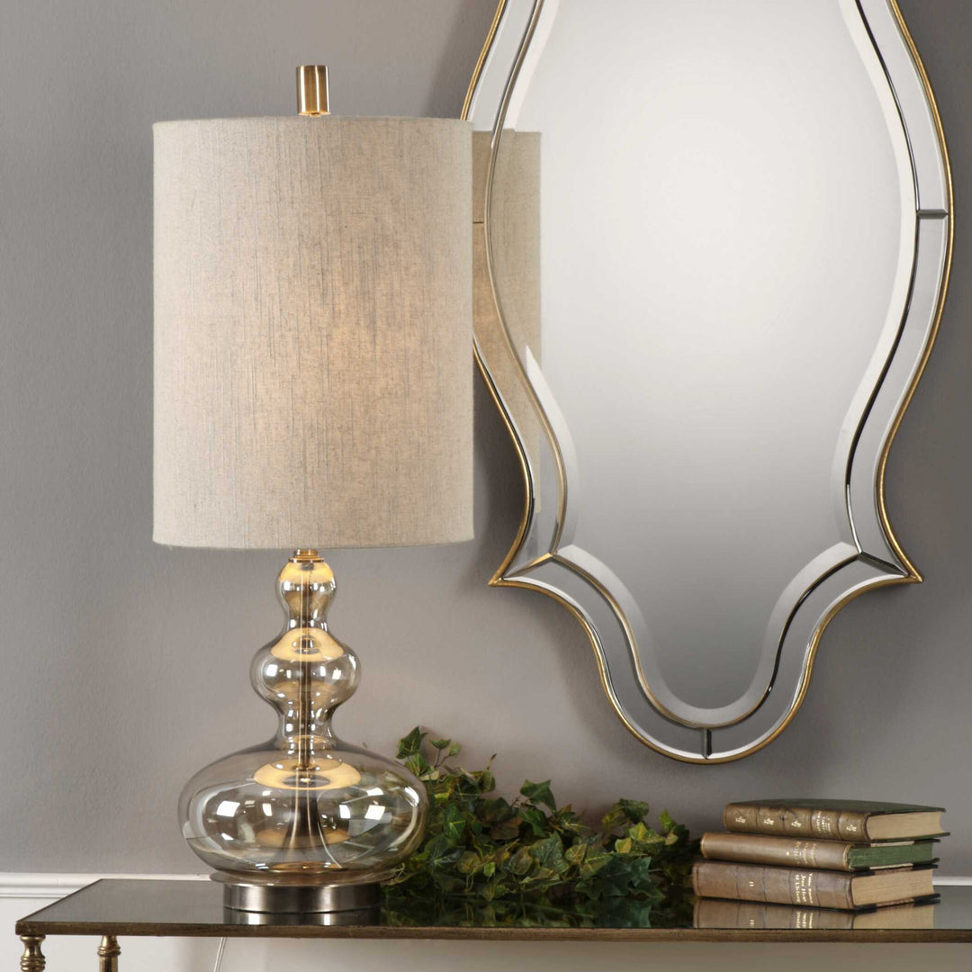 American Home Furniture Uttermost Formoso Amber Glass Table Lamp
