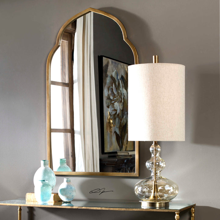 American Home Furniture Uttermost Formoso Amber Glass Table Lamp