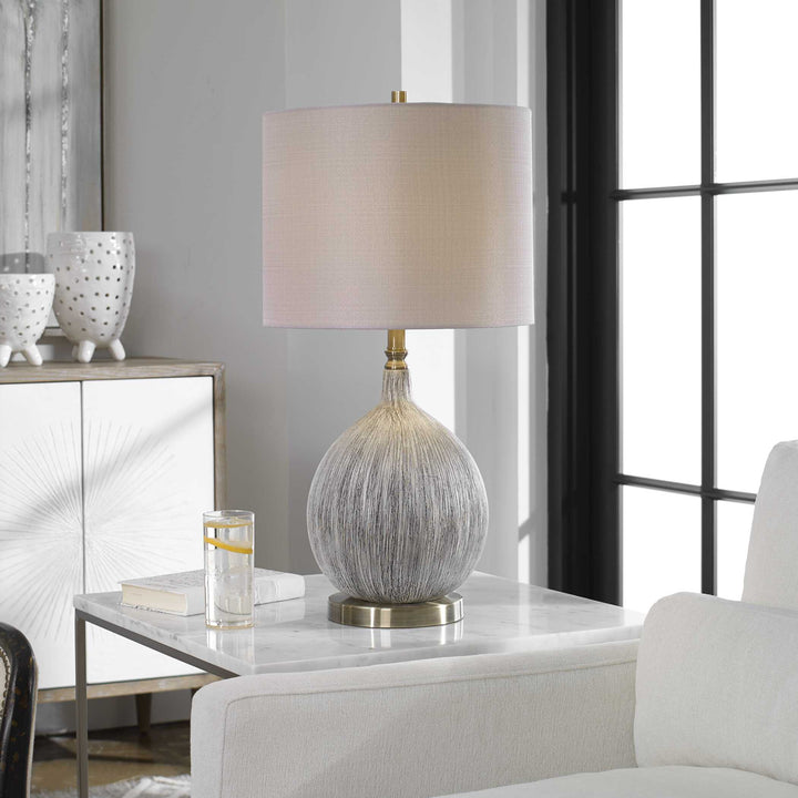 American Home Furniture Uttermost Hedera Textured Ivory Table Lamp