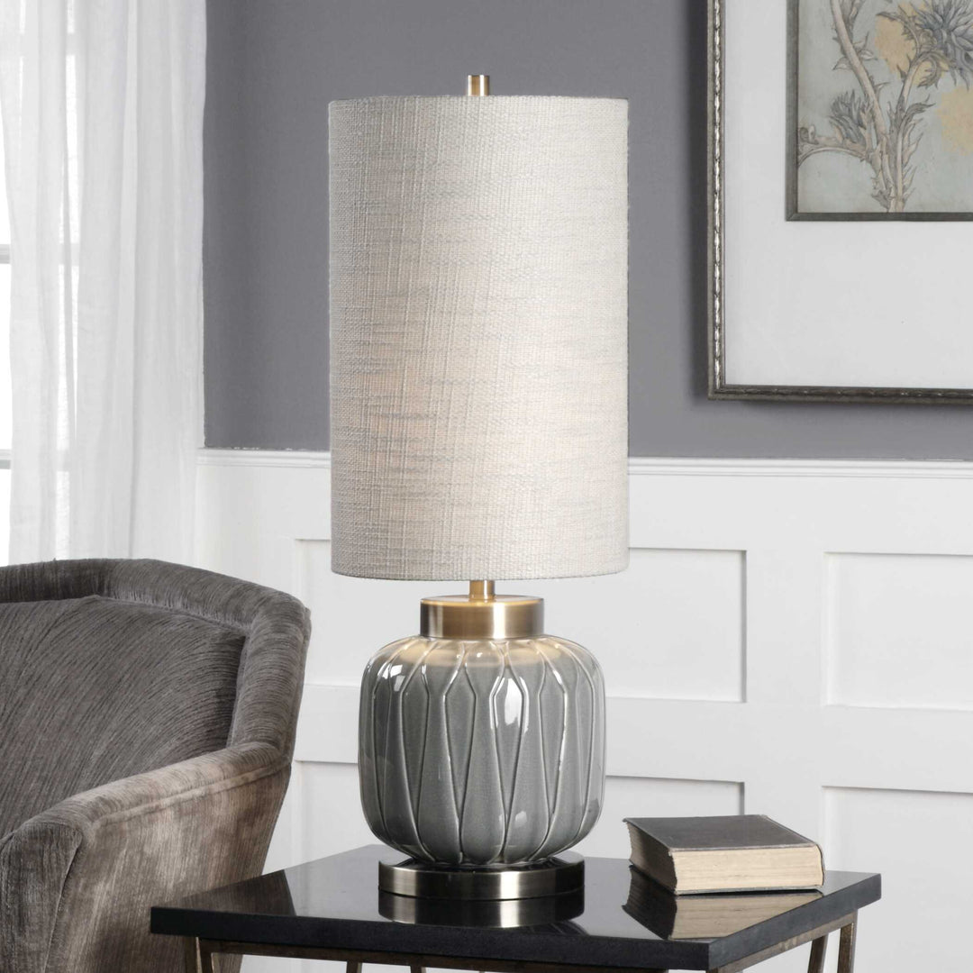 American Home Furniture Uttermost Zahlia Aged Gray Ceramic Lamp