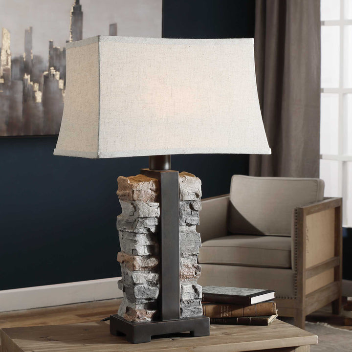 American Home Furniture Uttermost Kodiak Stacked Stone Lamp