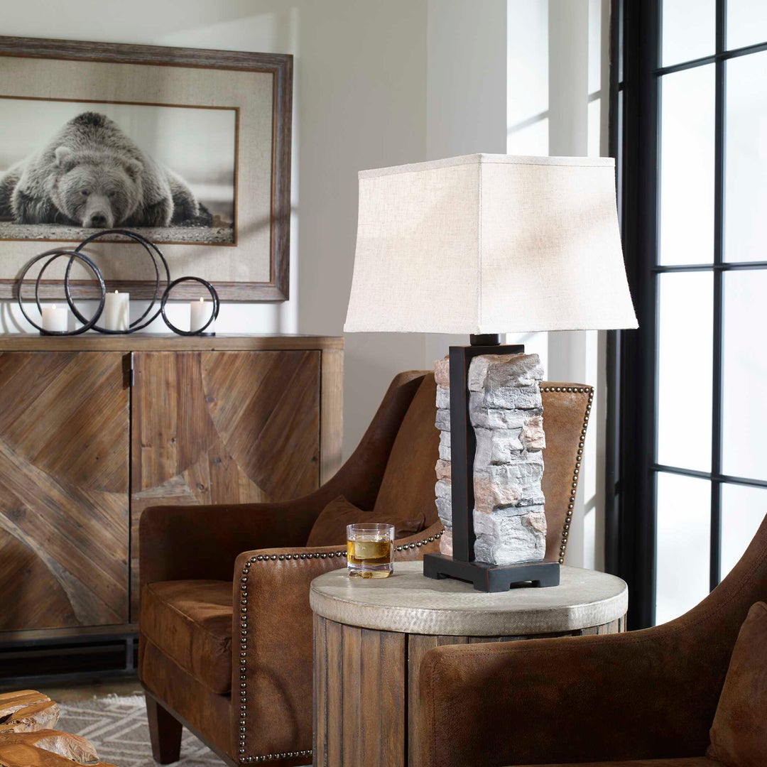 American Home Furniture Uttermost Kodiak Stacked Stone Lamp
